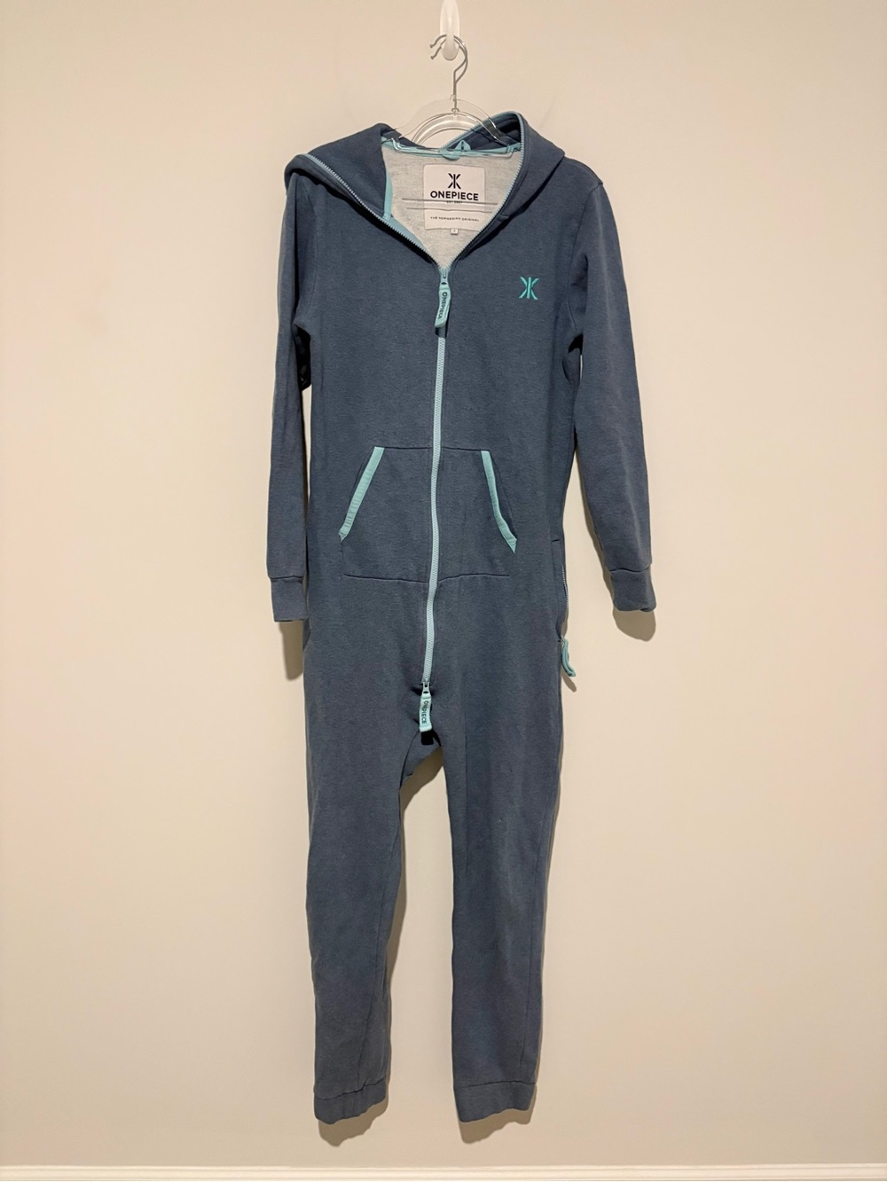 The Norwegian Original Onepiece Cotton  Hooded‎ Jumpsuit blue size small